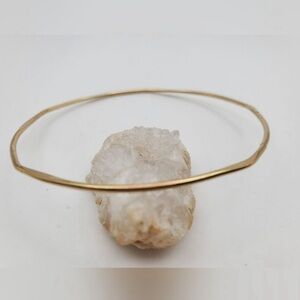 Geometric hammered gold tone bracelet slider unique find! B1414